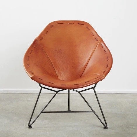 oval leather chair with steel base